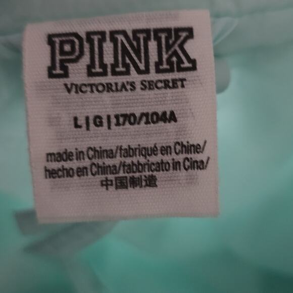PINK Victoria's Secret Packable Puffer Jacket Mint Green Lightweight Full Zip - Picture 8 of 9